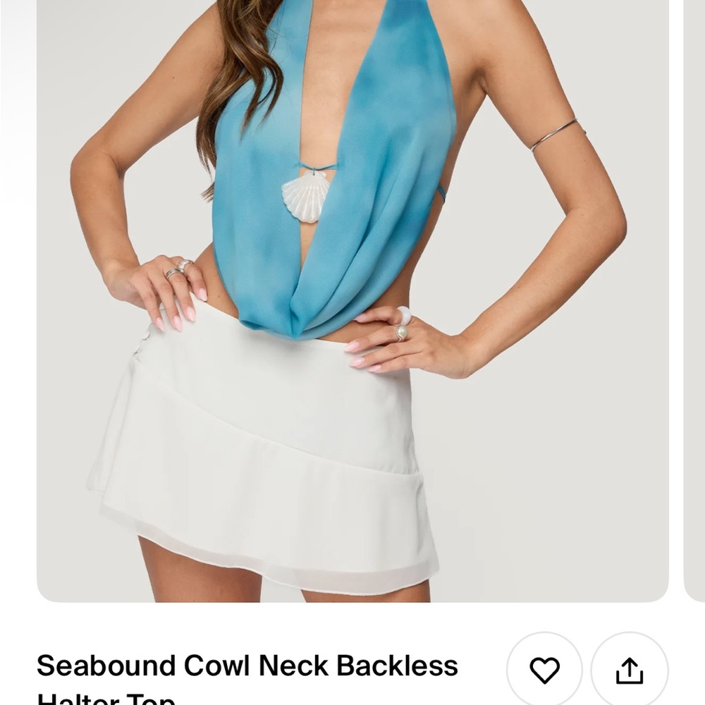 Blue and White Halter Top
